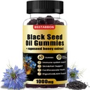 Black Seed Oil Gummies עם 1000 מ"ג שמן Seed אורגני, 25 מ"ג אונס תמצית דבש,Vitamin B6,B12 אבץ עבור תמיכה במערכת החיסון (60 מסטיק) (60 ספירה)