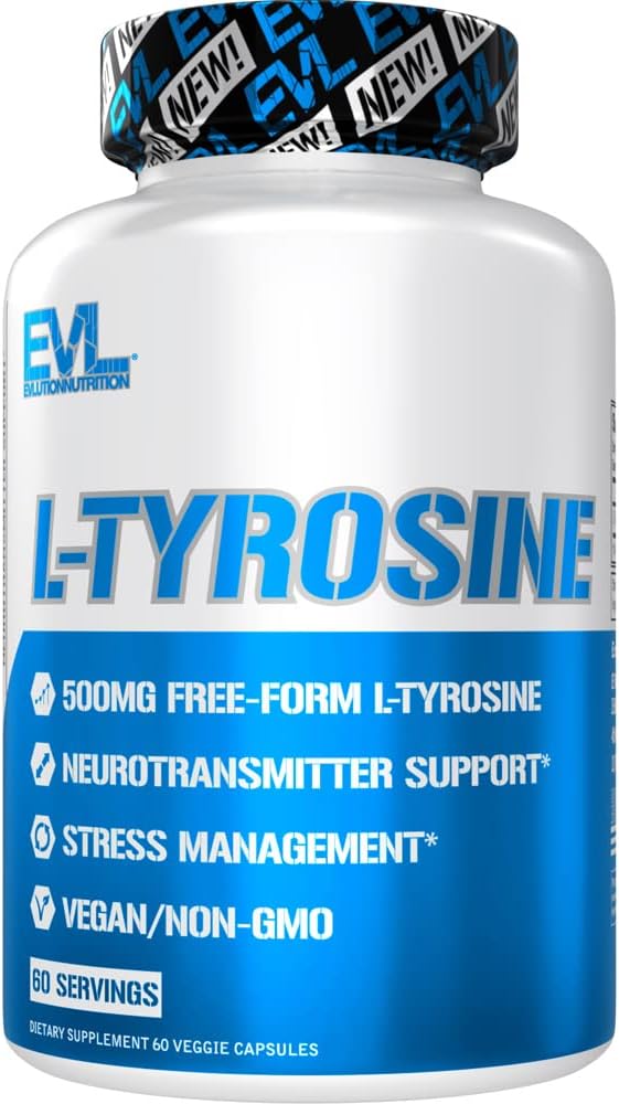 Evlution Free Form L Tyrosine 500mg Capules Nutrition L-Tyrosine suplementari a l'àcid Amin per a l'Energy Focus i suport d' ànim d' ànim - Implementació del cervell nootròpic suplementari per al rendiment Cognitive - 60 Servines