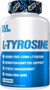 Evlution Free Form L Tyrosine 500 mg Capsules Beslenme Enerji Odak ve Mood Destek için L-Tyrosine Supplement Amino Asit - Nootropic Brain Support Supplement for Cognitive Performance - 60 Hizmetler
