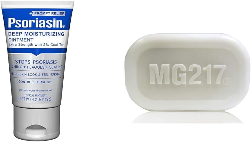 Psoriasis Vochtinbrengende Zalf & MG217 Exfoliërende Zeep voor psoriasis - 4,2 oz & 3,2 oz