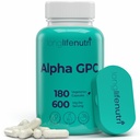 Alpha GPC Choline Supplement 600mg – 180 Vegetarian Capsules, High Purity Nootropic for Daily Energy, 3-Month Supply, Acetylcholine Source for Cognitive & Mental Clarity, GMP Certified, Made in USA