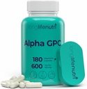 Alpha GPC Choline dodatek 600mg – 180 Vegetarijanske kapsule, visoka čistost Nootropic za dnevno energijo, 3-mesečna dobava, Acetilholin Vir za kognitivno in duševno jasnost, GMP Certified, Made in USA