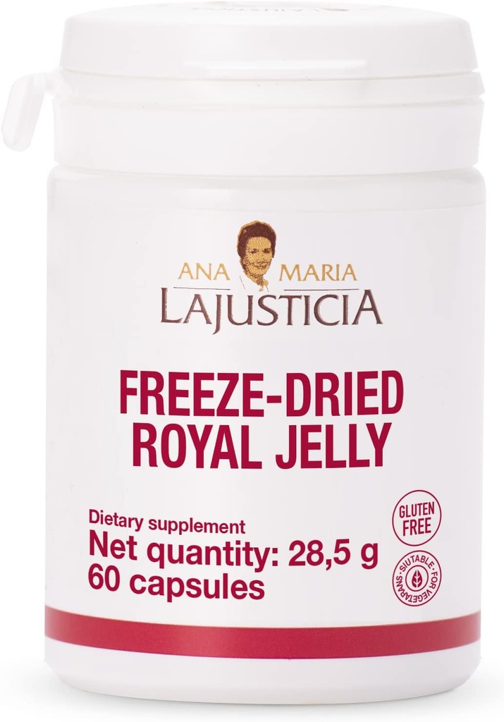 Ana Maria Lajusticia - Freeze-Dried Royal Jelly - 60日治疗包 - 富含维生素B,铁,磷和钙 - 乳制品和葡萄糖自由。