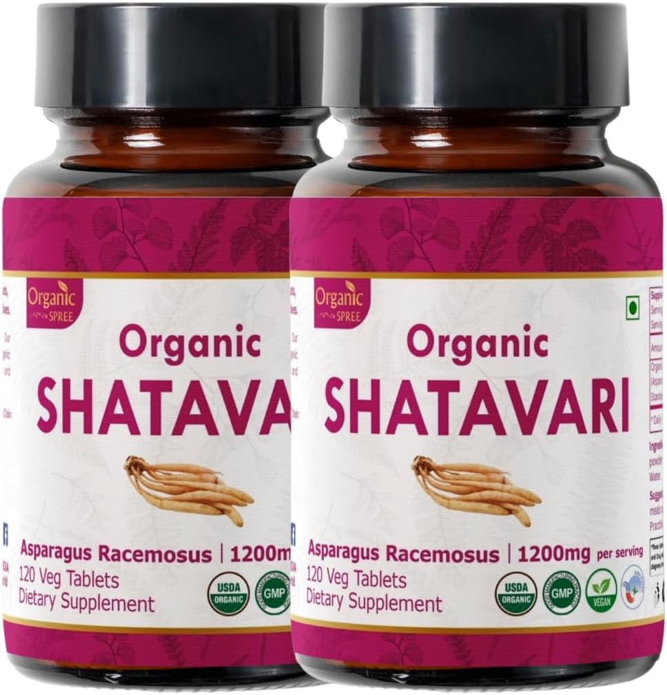 Shatavari 120 Tablets | Asparagus Racemosus (Shatavari) | USDA Organic Certified | Supports Women’s Health and Immune System | Dietary Supplement 120tab - Pack of 2