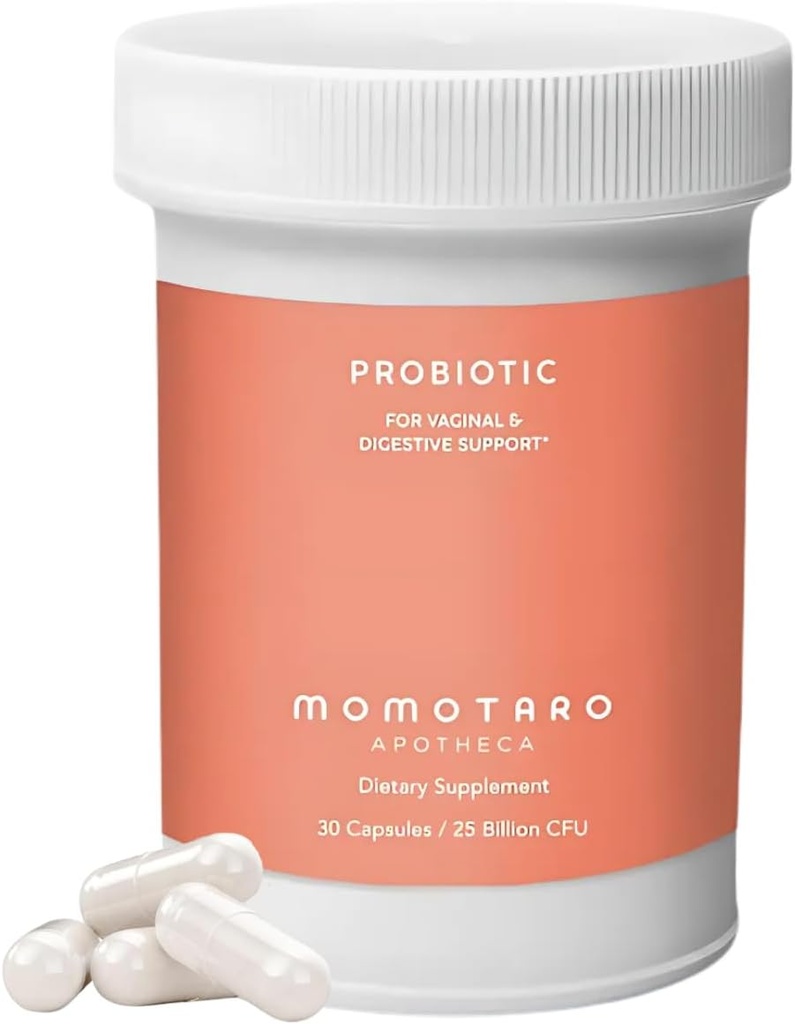 MOMOTARO APOTHECA Organic Probiotics for Women Vaginal & Digestive Supplement, 25 Billion CFU - Prebiotics & Lactobacillus Blend Supplements - Feminine Healthy Vaginal Odor & Flora - 30 Capsules
