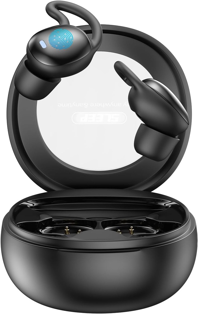 auriculares de sono, auriculares sen fíos para somnoladores secundarios, mini auriculares para durmir, auriculares ultra-thin Bluetooth 5.4 auriculares, confortable invisible - Black