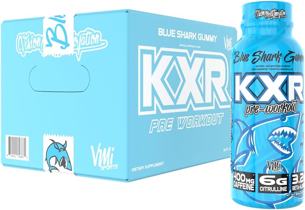 L'energia Pre-Sumant Pre- Workout VMI Sports KXR High Sumdulant Avt per beure 400mmg Caffeine, 6g Citruline,2g Beta-Anine-Anineuous, Convenient, argenti 12 ompels (Bam, 12 amples)