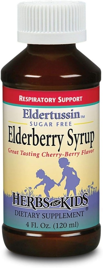 Herbs for Kids Eldertussin Elderberry Syrup, Cherry Berry (Btl-Plastic) ) 4oz