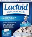 Lactaid Fast Act Laktose Intolerance Relief Caplets med Lactase Enzyme, 32 reisepakker med 1-ct.