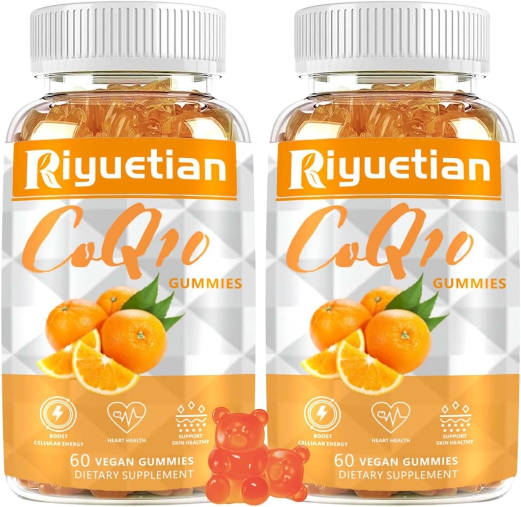 2 packCOQ10 Gummies - CoQ10 500mg + Омега-3 EPA/DHA + Магній Гліцинат + Цинк Citrate, для підтримки здоров'я серця, енергетичного виробництва, імунної системи та мінерального поглинання