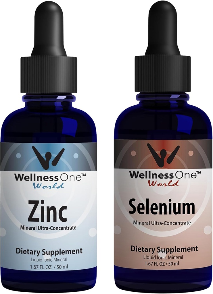 Bem-estarUm líquido iônico Zinco e Selenium Liquid Drops - Zinco Selenium Bundle para apoiar sistema imunológico e tireóide e saúde do coração - 1,67 fl oz Zinc & Selenium Liquid Drops