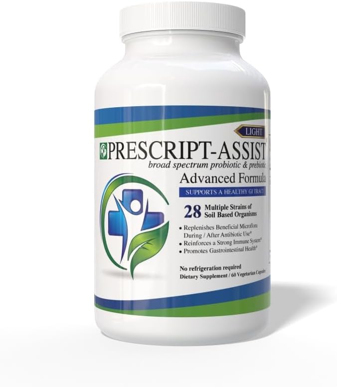 Prescript-Assist Light - 28 kannat Soil Microflora Probiootti ja Prebiootti lapsille ja aikuisille Advanced Formula - Maaperä perustuu Probiootit Gut Health - Ei jääkaappi tarvitaan, 60 Caps