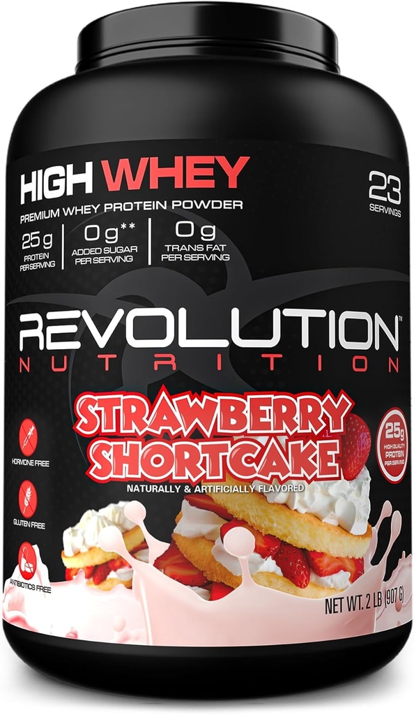 Revolution Nutrition, High Swhey, Protein Powder 2LB, Swhey Isolate, Gluten Free, Lean Muscle Mass for Men & Women, 25g Protein per Scoop, 908 g, 24 Servings (Jahodový koláč, 2 libra)
