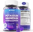 Potassium Magnesium Gummies - Potassium Supplement w/Ashwagandha 200mg, Magnesium Glycinate,B6,B12,P-otassium Citrate for Leg Cramps,Muscle,Electroyte for Adults Kids,Sugar-Free,1Pack