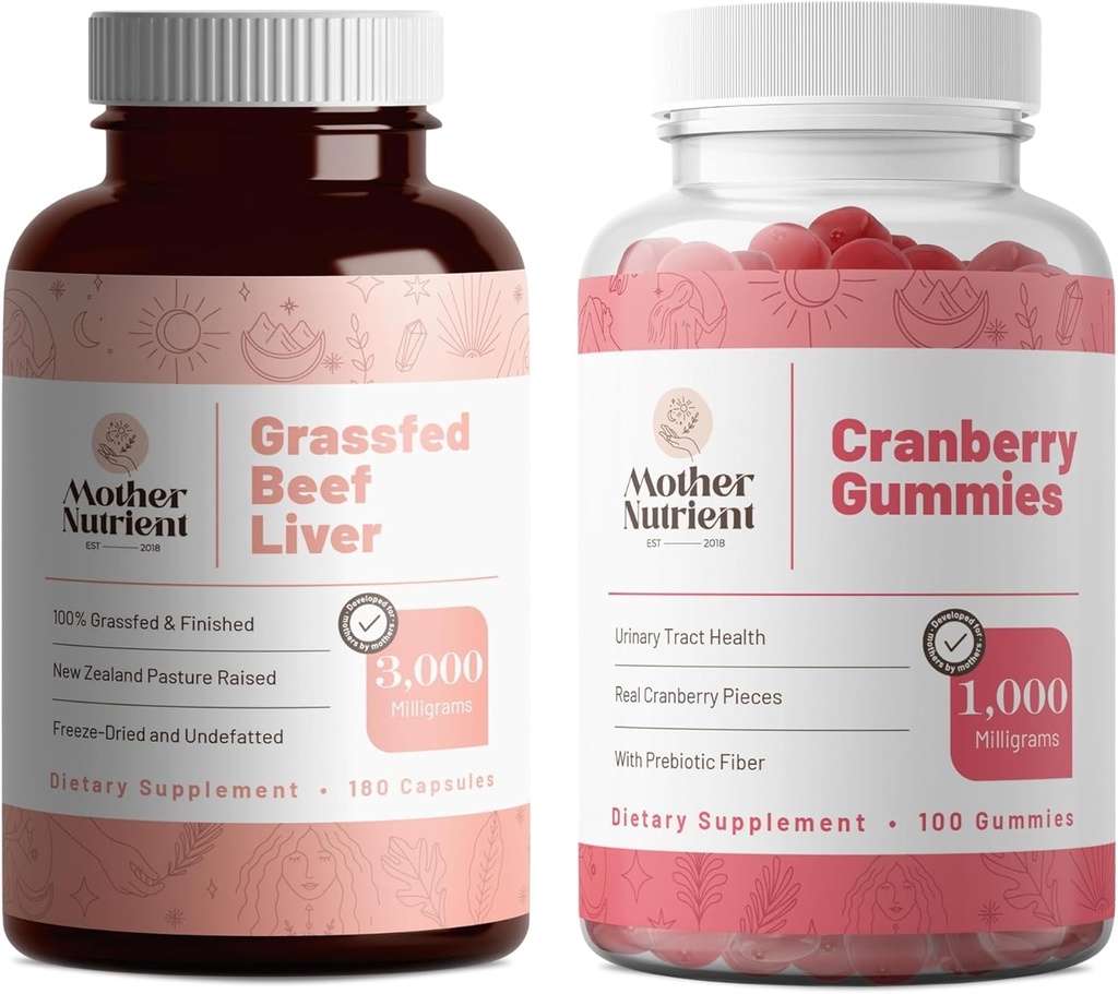 Матір Nutrient Bundle: Gras-Fed Beef Liver Capsules and Cranberry Gummies - Природні, Non-GMO, Gluten-Free Supplements для вашого щоденного маршруту