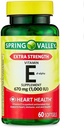 Spring Valley Extra stiprumo Vitaminas E D-alfa Softgels, 670 mg (1000 TV), 60 Skaičius