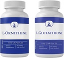 L-Glutathione & L-Ornithine Bundle(每个100盖),无添加剂或填充剂,实验室验证