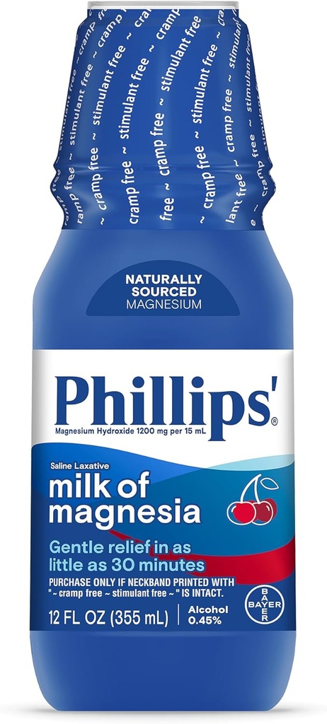 Phillips 'Mléko z magnesium tekuté laxativní, Wild Cherry Flavor, 12 oz, Stimulant & křeč Free Relief of Occasional Constolly, # 1 Mléko značky Magnesia
