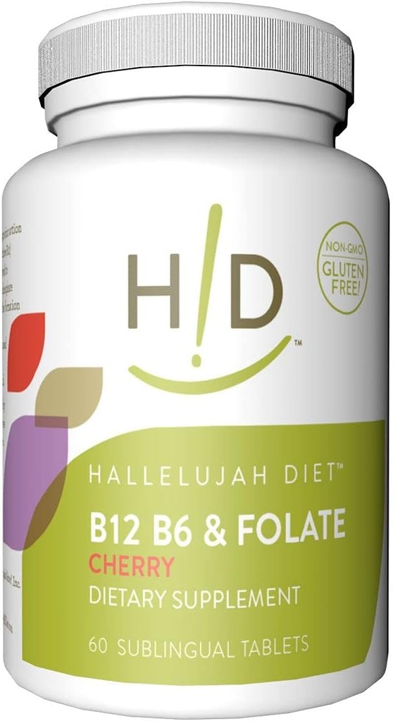Hallelujah Diet B12, B6 a folátov diétne doplnky Cherry Ochutené Sublingválne vitamíny (60 tabliet)