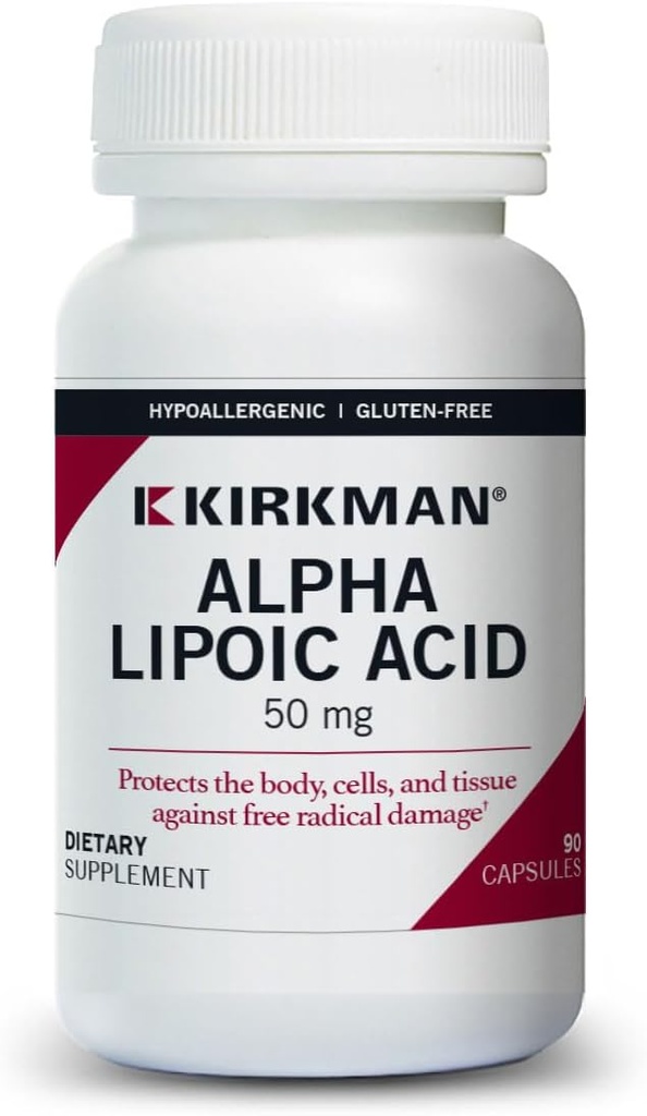 Kirkman - Alpha Lipoic Acid 50 mg - 90 Kapsułek - Potężny przeciwutleniacz - Chroni przed szkodliwymi Radykałami - Hipoalergiczne