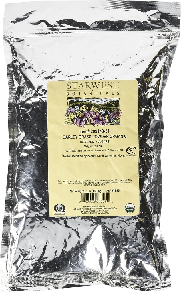 Starwest Botanicals Organic Barley Grass אבקת 1 פאונד
