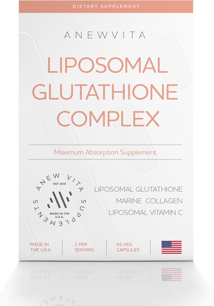Liposomal Glutatione täydennysosa Marine Collagen ja Liposomal C-vitamiini - Premium ihonhoito täydentää - tehostettu imeytyminen Formula Radiantti iho, Detox & antioksidantti tuki - 60 kapselia