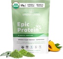Sprout Living Epic Protein, Plant Based Protein & Superfoods Powder, Mindful Matcha  17 Grams Organic Protein Powder, Vegan, Non-GMO, Gluten Free, Adaptogens + Nootropics (1 Pound, 12 Servings)