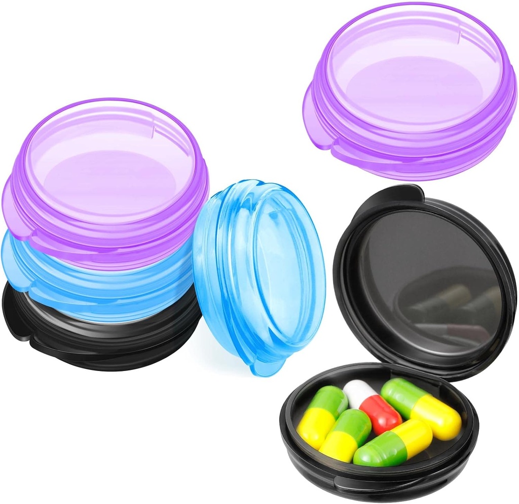 Patelai 6 Packs Small Pill Організатор Box, Travel Pill Контейнер портативний щоденний міні-медицина Case Holder для Pocket Purse Shortcase Travel Medicine Cod Liver Oil Storage Box (чорний, фіолетовий, синій)