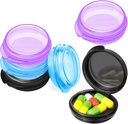 Patelai 6 Packs Malé pilulky Pořadatel Box, Travel Pill Container Přenosný Daily Mini Medicine pouzdro držák na kapesní peněženky cestovní Medicine Cod Játra Oil Storage Box (Black, Purple, Blue)