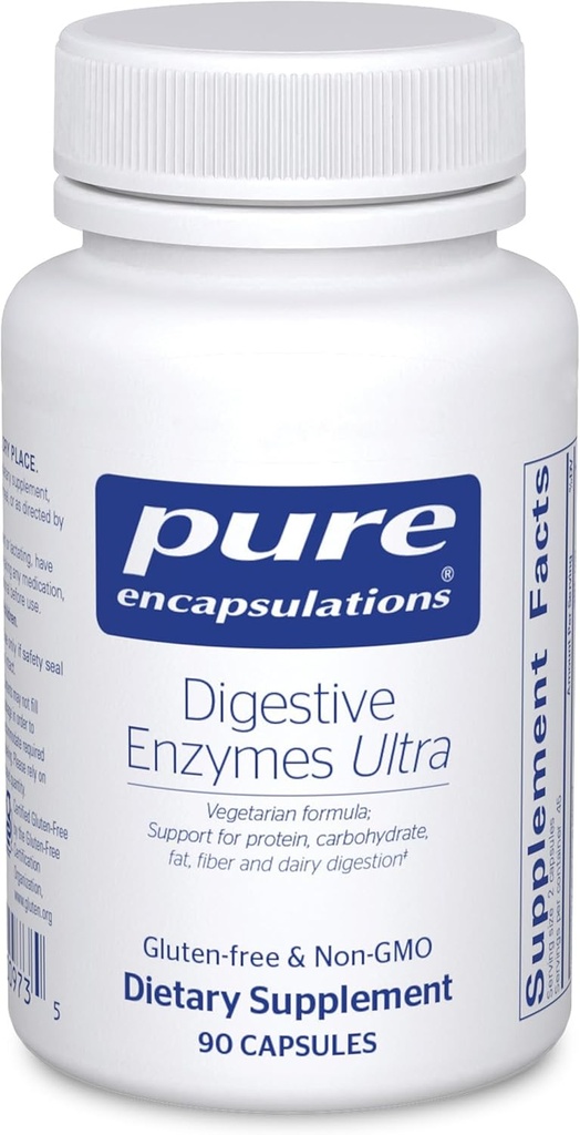 Pure Encapsulations Digestive Enzymes Ultra - 단백질, Carb, 섬유 및 Dairy Digestion * - 90 캡슐을 지원하는 채식 소화 효소 보충