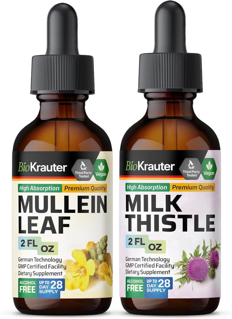 BIO KRAUTER Mullein Tinktur 2 Fl. Oz. & Melke Thistle Tinktur 2 Fl. Oz.