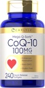 Carlyle CoQ10 100 mg | 240 Softgels | Mega Q-Sorb Coenzyme Q-10 | Black Pepper Extract | Non-GMO, Gluten Free Supplement Supplement