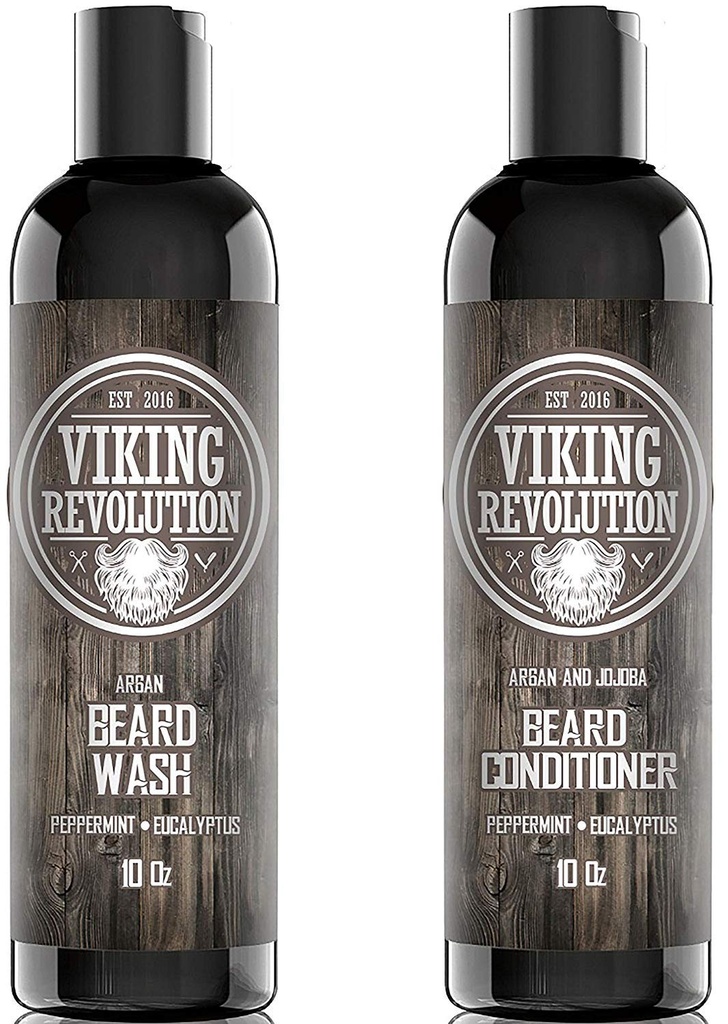 Viking Revolution Beard Shampoo və Şəkil Set - Argan & Jojoba Oils ilə Top-tier Beard Care Kit