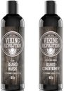 Viking Revolution Beard Shampool a Conditioner Set - Top-tier Beard Care Kit s Argan & Jojoba Oleje pro zdravý růst, No Stching or Irritation, Rich Lather, Eucalyptus Scent (10 oz)