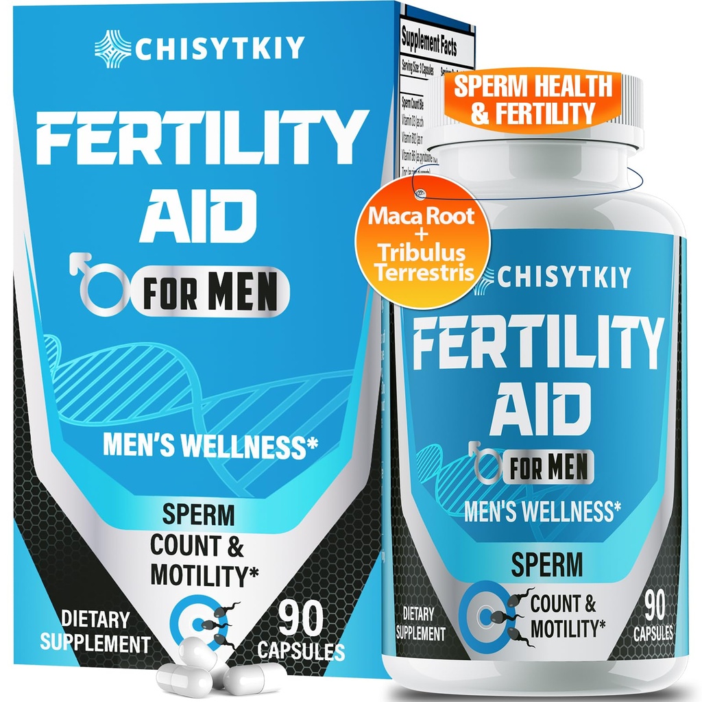 Male Fertility Supplements, Advanced Fertility Supplement for Men Optimal Sperm Count Motility & T-Level with Maca Root, Tribulus Terrestris, Zinc, CoQ10, Pre Conception for Him, 90 Caps