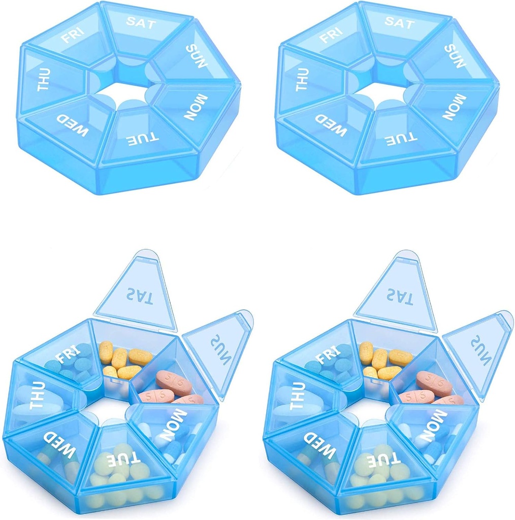 Organisateur hebdomadaire Grande boîte à pilules de 7 jours Organisateur Daily Medicine Case for Vitamine Fish Oil Pills Suppléments Arthrite Friendly