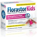 Florastor Kids Daily Probiotic Supplement, Unflavored Powder Mešanice s hrano ali pijače, Uporaba z antibiotiki, Saccharomyces Boulardii CNCM I-745 (20 Vrečke), Pakiranje 2