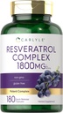 Carlyle Resveratrol Supplemento 1800mg | 180 capsule | Non OGM & Gluten Free | Potent Complex