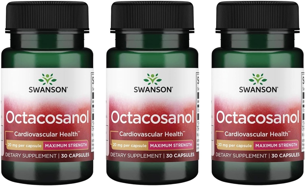 Swanson Résistance maximale Octacosanol 20 Milligrammes 30 Capsules (3 Pack)
