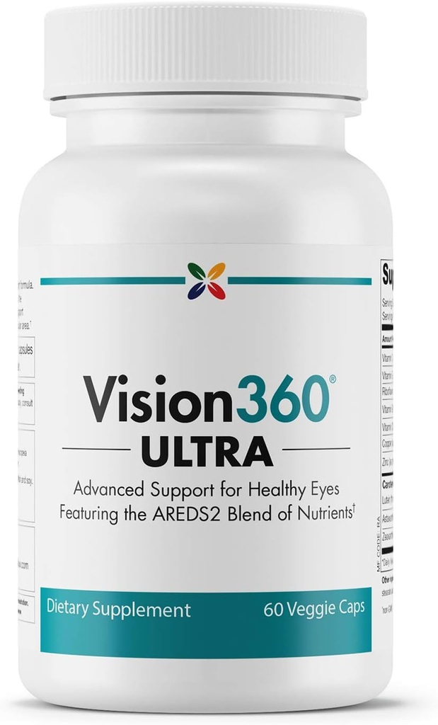 Aturar ara - Vision360 Ultra AREDS2 - Visió i visió d'Ull - Emas Ull Stran i Fatigue - C, Vitamination E, Vimination D3, Vitamina B2 i B12, Zinc, Coure, Asantxin, Lutin - 60 Vales