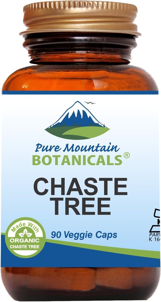 Pure Mountain Botanicals Chaste Tree Berry Kapsule - Kosher Vegan Caps s 400mg Organic Vitex Chasteberry Supplement