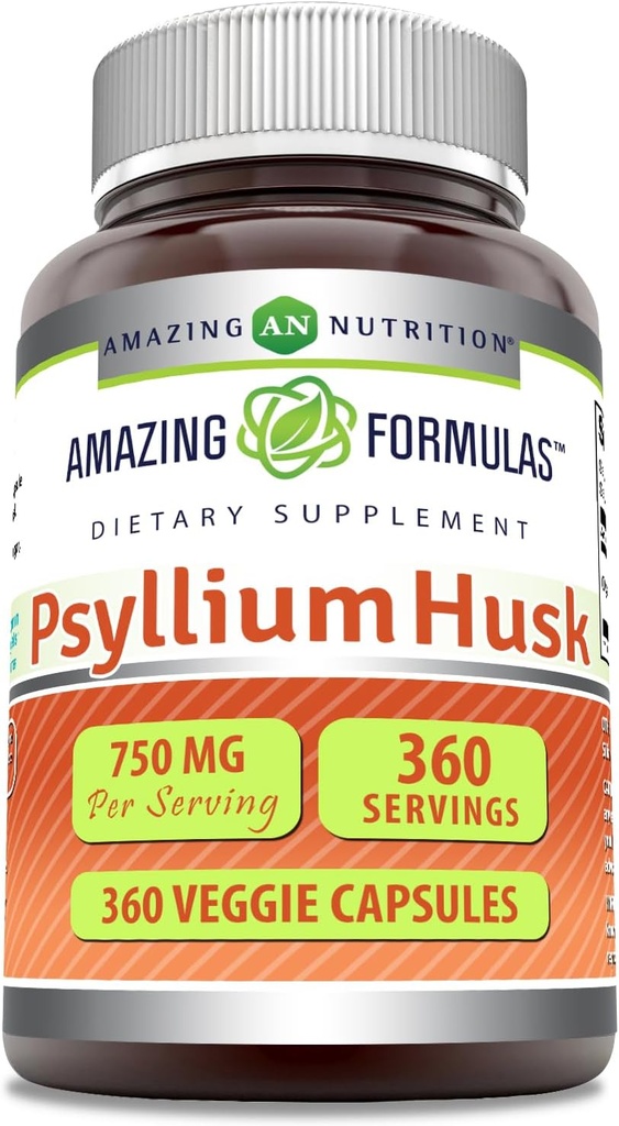 Verbazingwekkende Formules Psyllium Husk 750mg Veggie Capsules Supplement 