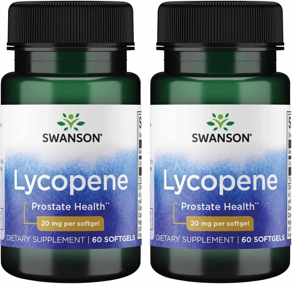 Swanson Lycopeen - Natural Supplement Prostate Health, Heart Health, & Ondersteunt de bloeddruk binnen het normale bereik - Mens Health Supplement - (60 Softgels) 2 Pack