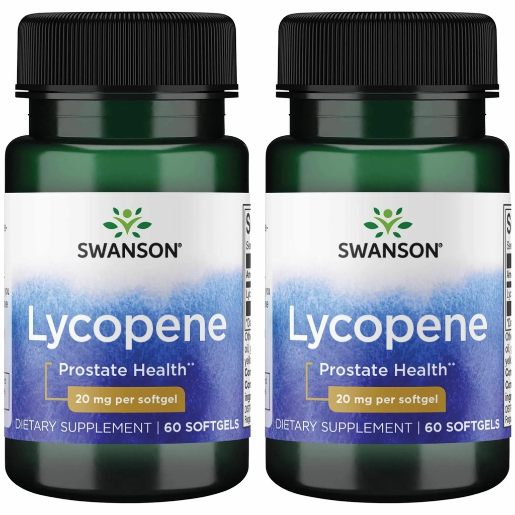 Swanson Lycopene Prostate and Heart Health Antioxidant Supplement for Men Over 40 Supporting Blood Pressure in Normal Range (60 Softgels, 2 Pack)