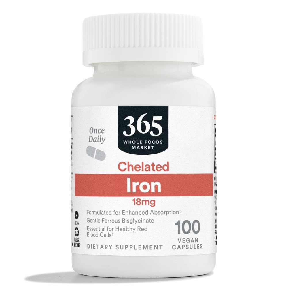365 by Whole Foods Market, Chelated Iron 18mg, Vegan, 100 Capsules