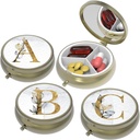 Small Pill Box, Pill Case for PursePocket,3 Compartments Travel Pill Case Medication Organizer Storage for Vitamins, Pills, Fish Oil and Earrings, Studs, Bronze-3Round(ABC)