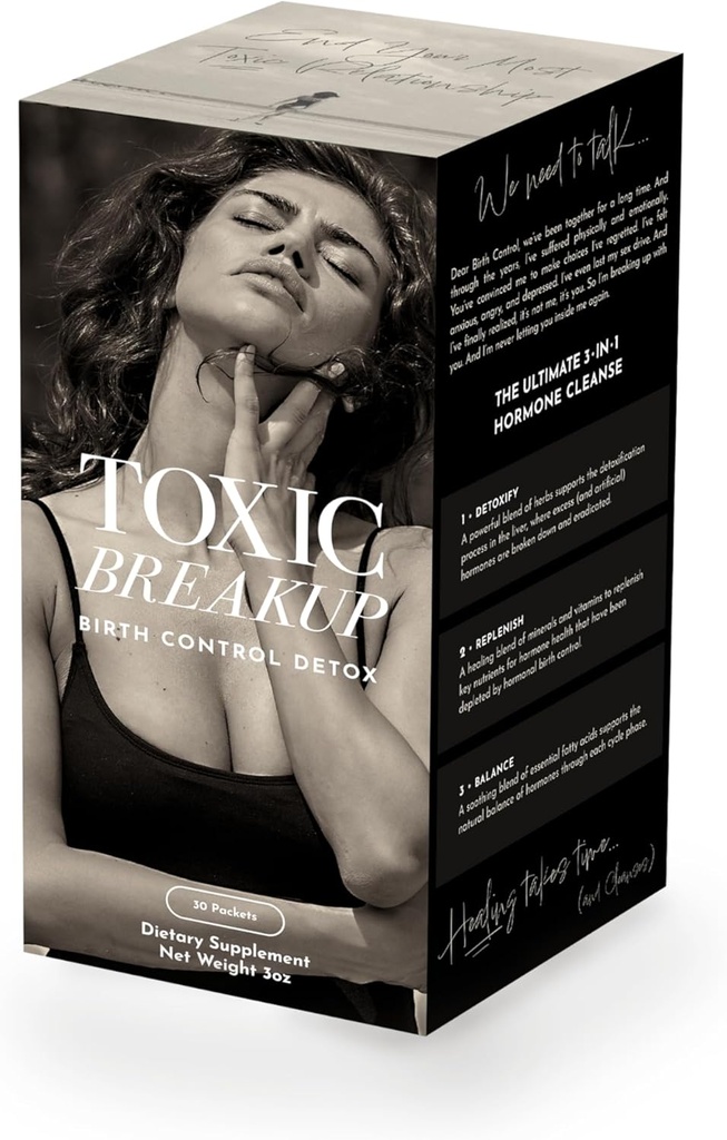 Toxic Breakup Birth Control Detox Cleanse to Restore Hormone Balance | Liver Detox Supplement, with Red Clover, Chaste Tree Berry | Organic, Gluten Free, Non GMO | 30 Packets, 2-4 Weeks Cleanse