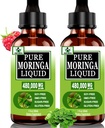 (2 ambalaj) Picături organice Moringa lichid pentru energie,Metabolism Suport imun,Moringa extract frunze 6X Absorbție decât capsulele de pulbere, Green Superfood Supliment pentru femei Barbati