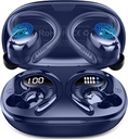 Earbuds Sport sem fio, 2025 Bluetooth 5.4 Auscultadores com ganchos de ouvido, 50H Stereo baixo profundo sobre o ouvido Buds com 4 ENC ruído Cancelar Mics, IP7 fones de ouvido impermeável para correr ginásio de treino - Azul