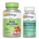 SOLARAY Irish Sea Moss 500mg and Nattokinase Serrapeptase Supplement - Wellness Bundle with Naturally Occurring Vitamins, Minerals - Gut Health, Sinus, Heart Health Support, 60-Day Guarantee, 100/30ct